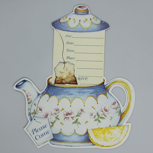 Teapot Invitations Tea Party (8) Cards/Envelopes NEW Amscan Cottage Theme Party - Picture 3 of 4