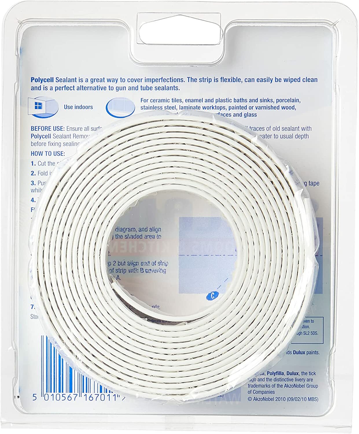 Polycell 22mm White Sealant Strip Bathroom & Kitchen Bath Shower Trim ...