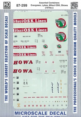 HO 1:87 Microscale 87-299 Decals Evergreen, Lykes, Mitsui OSK, Showa
