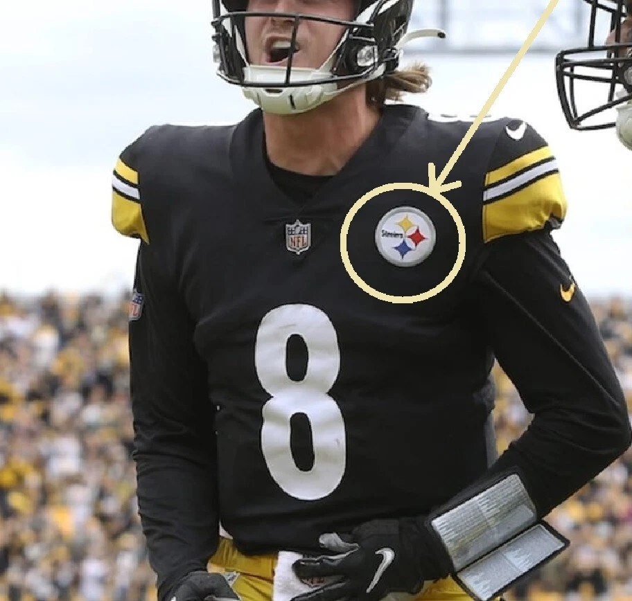 Logos and uniforms of the hot sale pittsburgh steelers