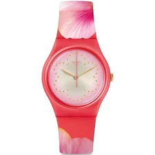 Swatch Women's Watch Fiore Di Maggio Quartz Pink Silicone Strap GZ321