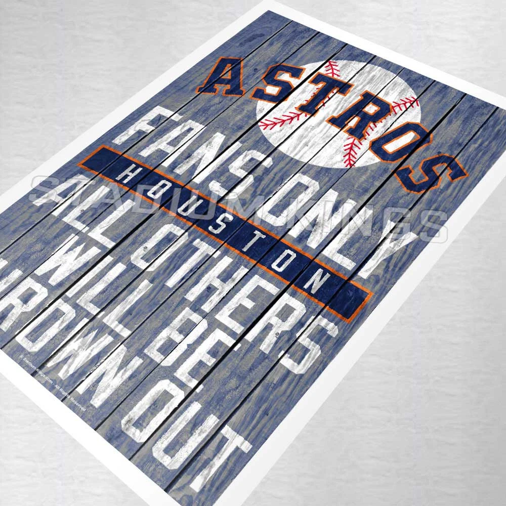 Houston Astros Team Fans Only Fan Cave Sign Wall Art Print