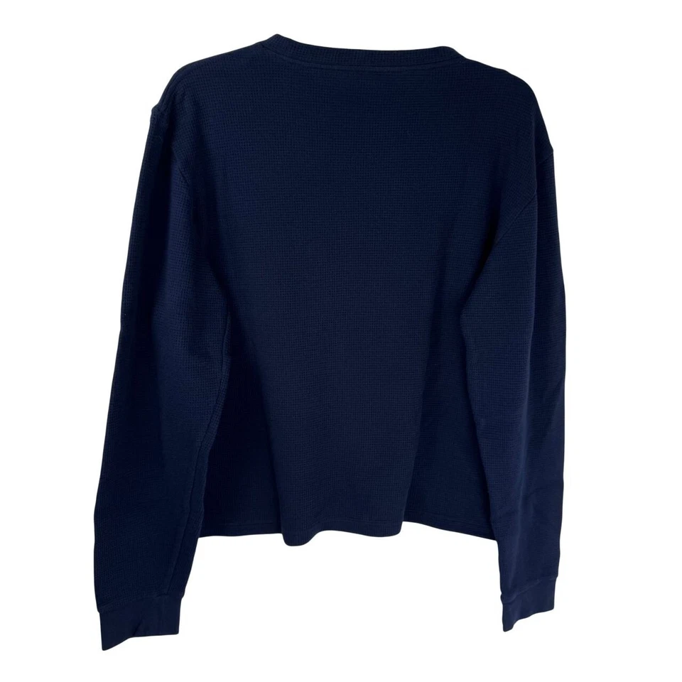 Camisa masculina manga longa malha waffle média azul marinho roupa de dormir Lacoste excelente estado usado - Imagem 3 de 4