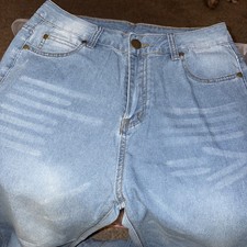 Womens Wide Leg Denim Jeans Light Wash High Rise Size Medium