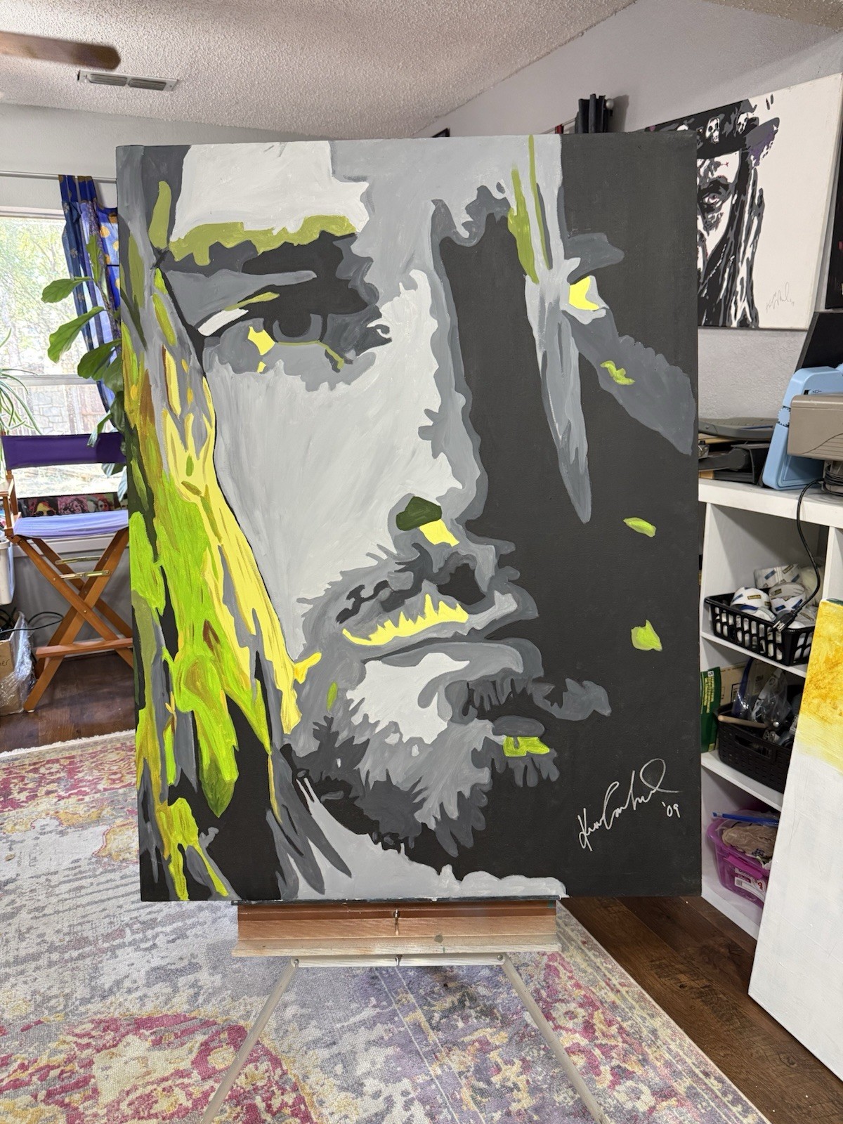 Kurt Cobain Original Painting 36x48 Signed 2009 Large Custom Canvas OOAK Art