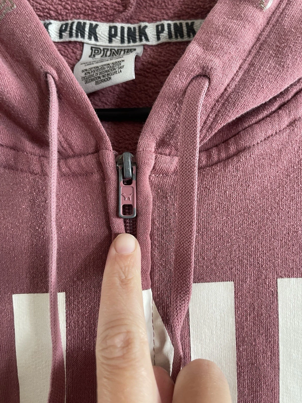 UNDERCOVER Y2K Victoria’s Secret Felpa con Cappuccio e Zip Rosa Malva Donna Taglia S