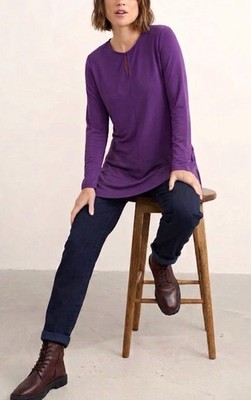 RALPH LAUREN KEYHOLE STRETCH KNIT TUNIC TOP XL/0X REGENCY PURPLE L/S ELEGANT LN