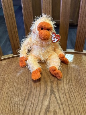 TY Punkies Trapeze The Monkey   Orange Shaggy Plush With Hang Tag 2003