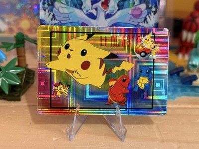 1998 Vintage Pokemon Prism Sticker - Pikachu, Charmander, Meowth - Maze Holo