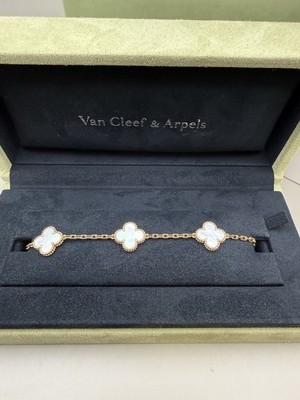Van Cleef & Arpels Vintage Alhambra 18K Gold, Mother of Pearl Bracelet...