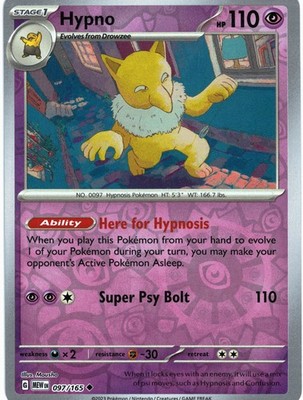 Hypno 097/165 Uncommon SV: Scarlet & Violet 151 Pokemon Reverse Holo LP