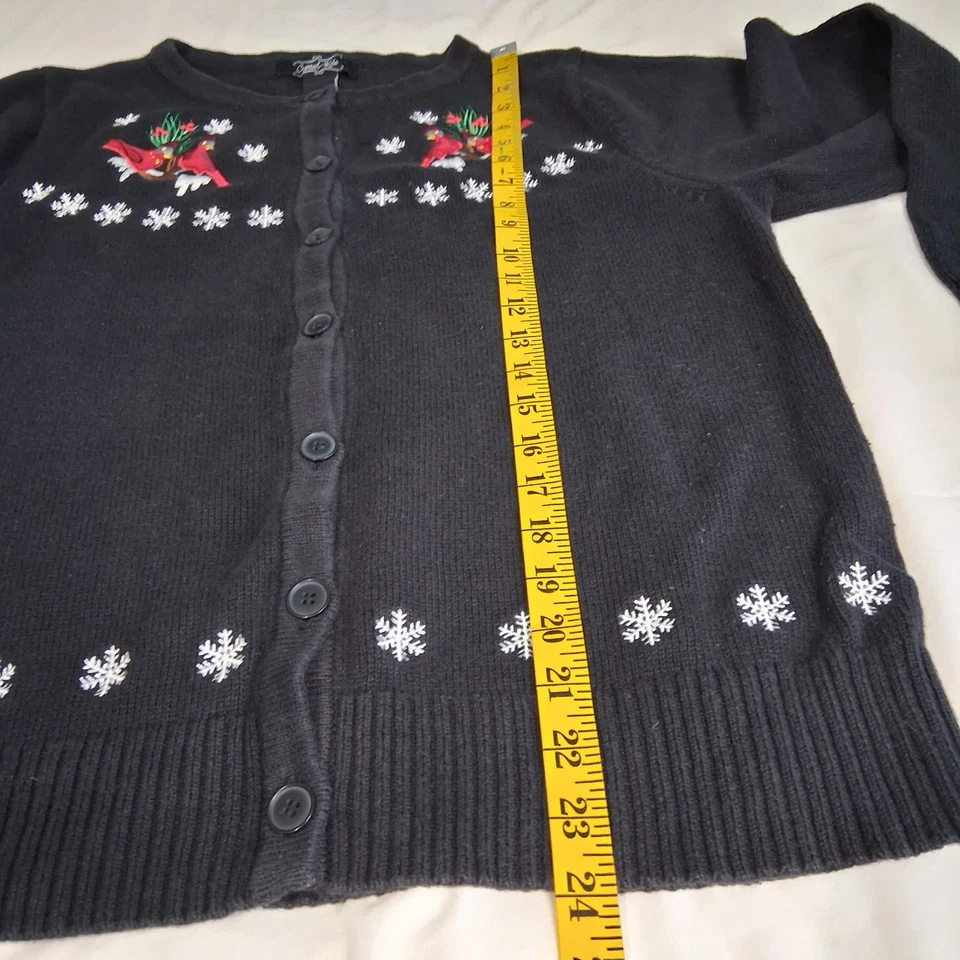 Кристалл Кобе черный Sz L на пуговицах свитер праздничный праздник кардинал Рождество  - Изображение 4 из 4