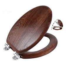 Elongated Wood Toilet Seat with Quiet Close,Easy Clean,Quick-Release