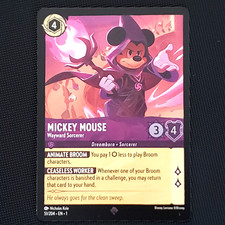 Disney Lorcana Mickey Mouse Wayward Sorcerer Cold Foil Super Rare First Chapter