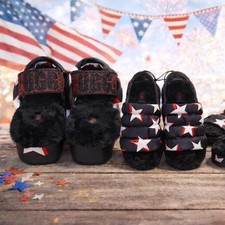 UGG Fluff Yeah Star Slide Sandals   Size 6   Red White Black