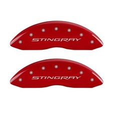 Mgp Fits 4 Caliper Covers Engraved Front Rear Stingray Red Finish Silver