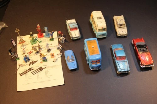 Vintage Corgi Car Lot with Figures/etc
