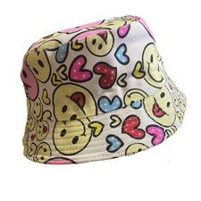 NWOT Children's Unisex White Simley Face Bucket Hat