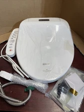 Smart Bidet Elongated Toilet Seat White LED Heated Seat Hot Air Dryer 