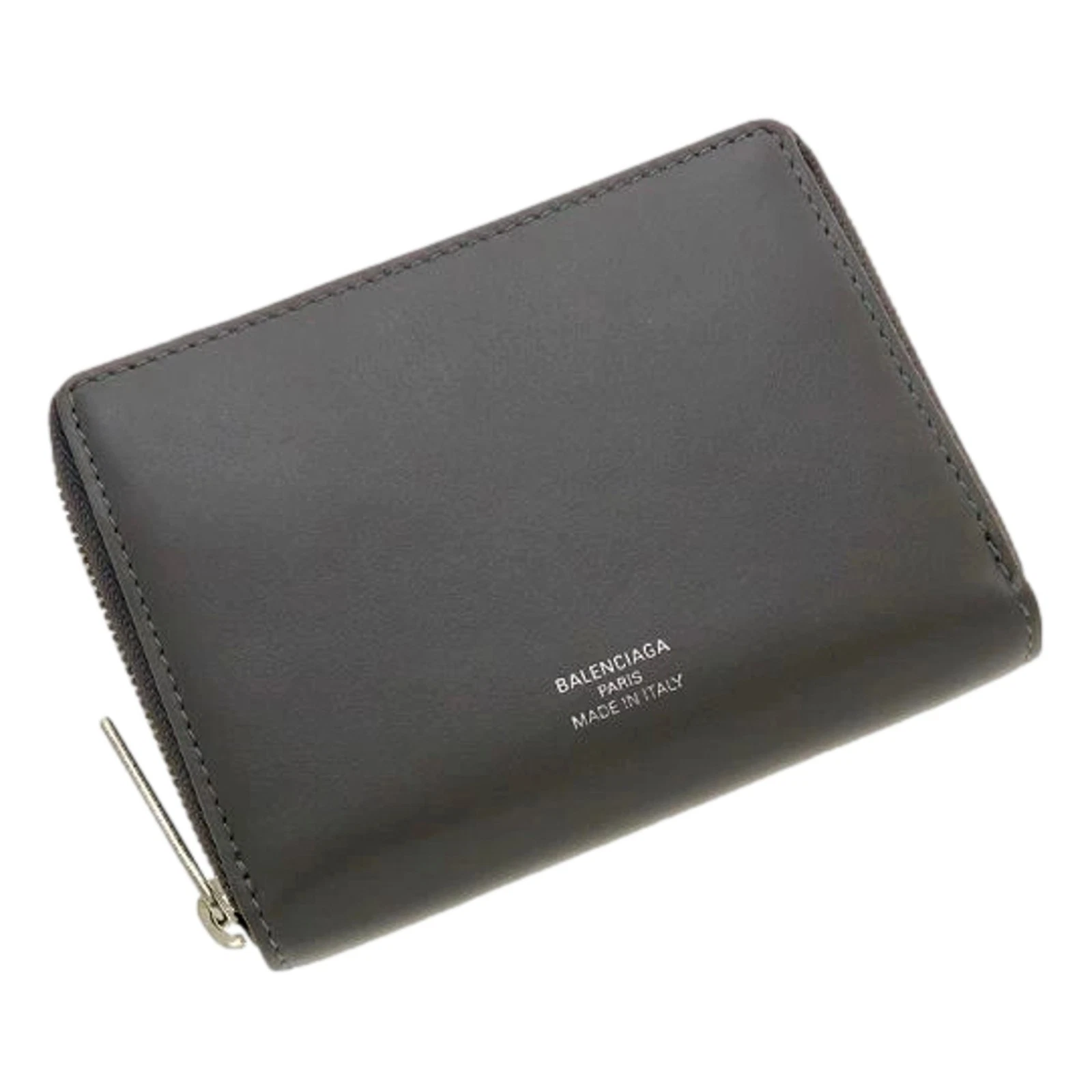 Balenciaga — New Balenciaga Gray Calfskin Leather Zip Around Coin Case Wallet Card Holder