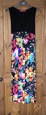 Boohoo black multicoloured floral v neck stretchy maxi dress 12