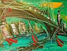 NEW YORK LANDSCAPE Modern Abstract   Original Oil Painting  IMPRESSIONIST g3t434