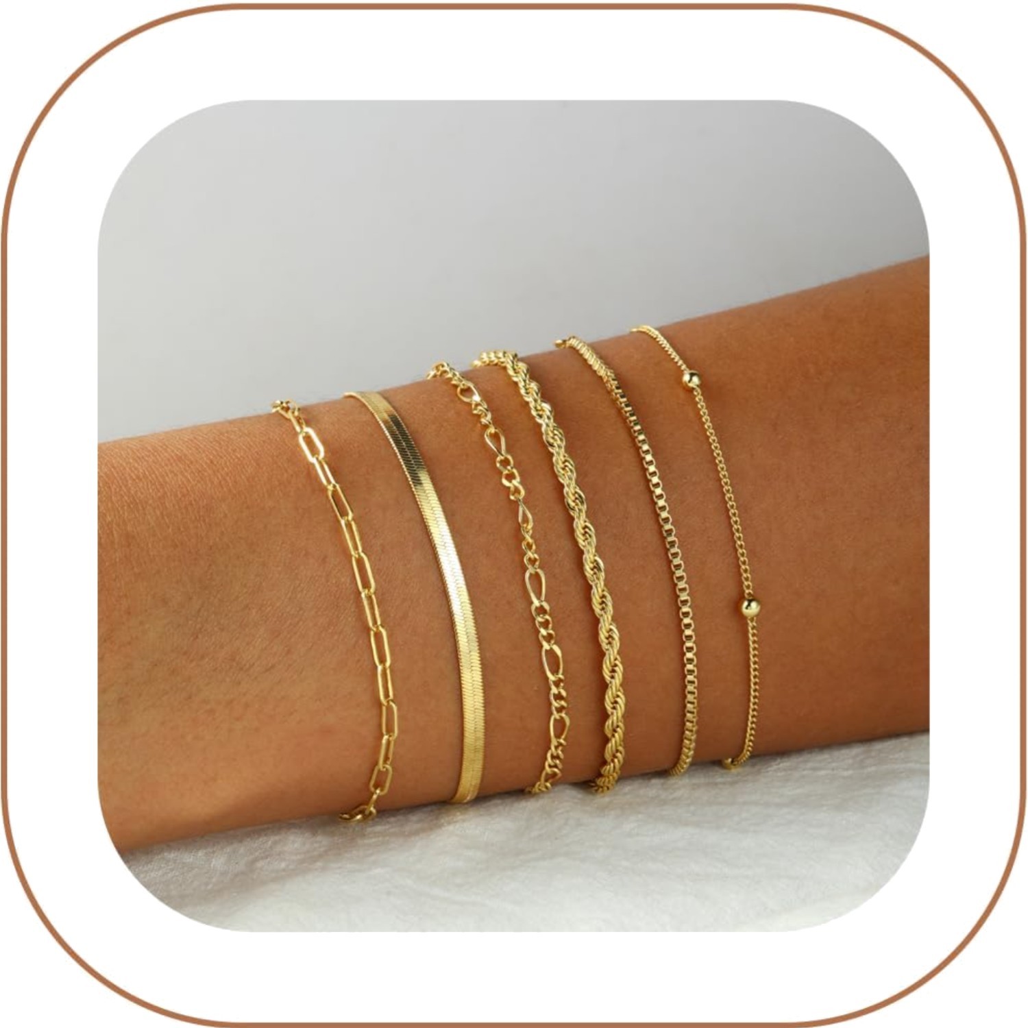 Bracelets dorés à breloque VIROMY lot de 6 pièces au style unique chic pour femmes