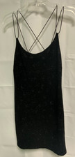 Women's City Triangles Black Mini Dress Spaghetti Straps Glitter Sz L