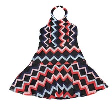 Parker Dress Size 6 Multicolor Chevron Embroidered Halter Mini Cocktail Party
