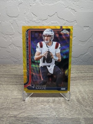 2025 Topps Chrome Drake Maye Yellow Wave Refractor /275 #207 Patriots