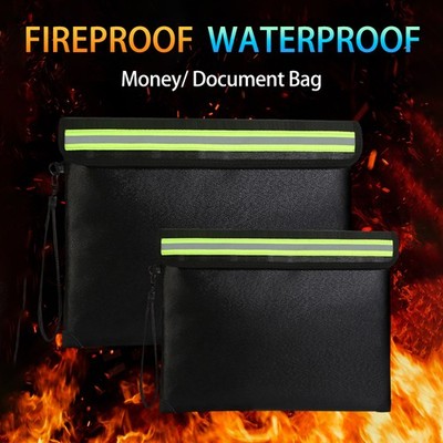 Fireproof Document Bag A4 Waterproof Zipper Closure Pouch Heat Insulated Cash