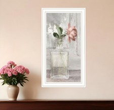Cottage Peach Rose White Framed Print Wall Art