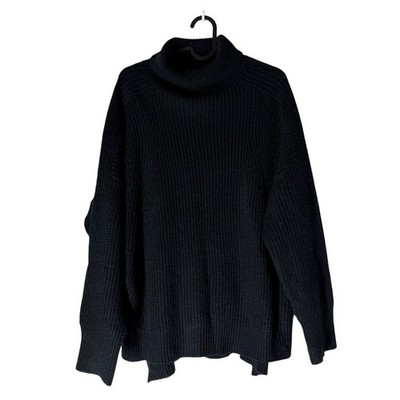 Calliope Womens Black Chunky Knit Turtleneck Sweater Size Medium