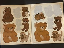 Vintage Dennison Bear Stickers 2 Partial Sheets 80s