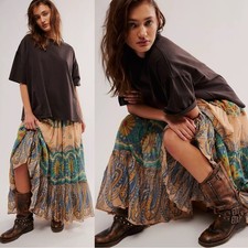 Free People Super Thrills Convertible Maxi Skirt Dress XL Blue Sky Combo NWT