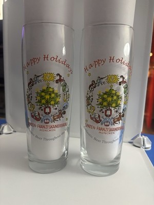 2 Happy Holidays Zodiac .5 L Spaten-Franziskanerbrau Germany Beer Glasses pair 