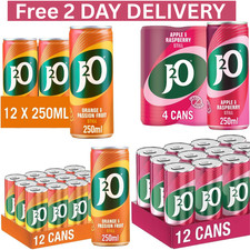 J2O Orange & Passionfruit,Apple & Raspberry 12x 250ml Cans Fruit Blend Juice UK