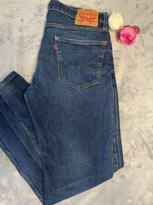 Levi's Men's Blue Slim Tapered Low Rise Denim Jeans Medium Wash Water Less