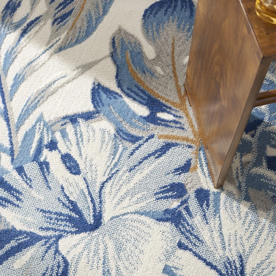 Casa Pompeya Tropical Marfil Azul 5'3" x 7'3" Área -Alfombra, Fácil -Limpieza, No S... Foto 3 de 4