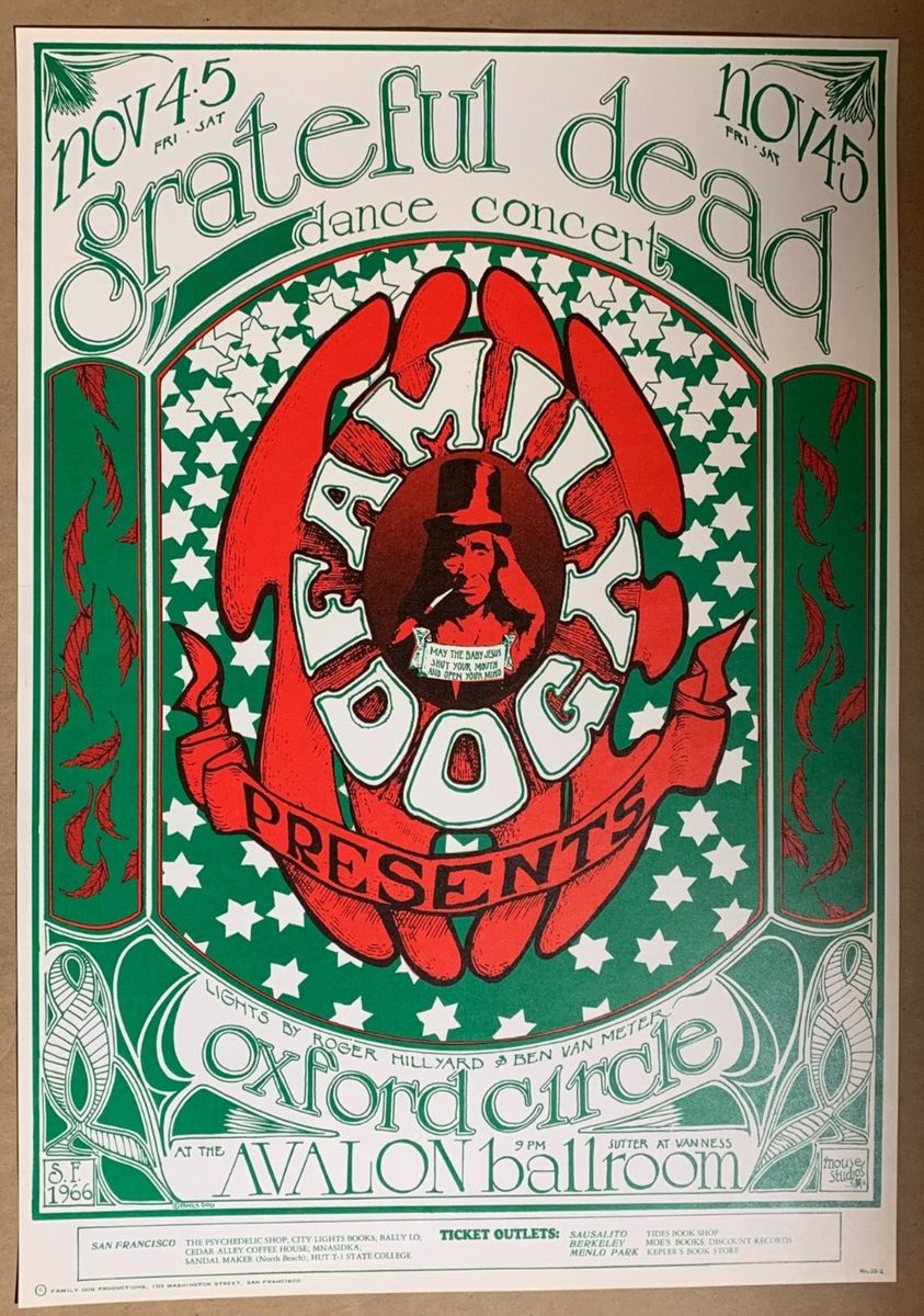GRATEFUL DEAD 1966 AVALON BALLROOM FAMILY DOG CONCERT POSTER