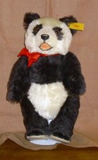 Steiff Original Panda-Knopf, Fahne-28cm-sehr guter Zustand-schwarz/weiss