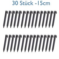 30 Kunststoff Heringe 15Cm Schwarz Camping Zelt Erdnagel Bodenanker Zeltnagel