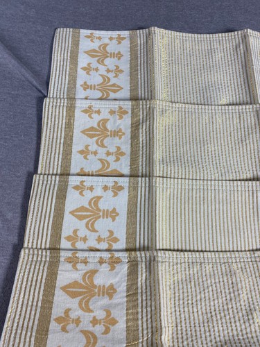 Set of 4 Fleur de Lis Gold Striped Backed Placemats 13 x 18" NEW - Picture 11 of 16