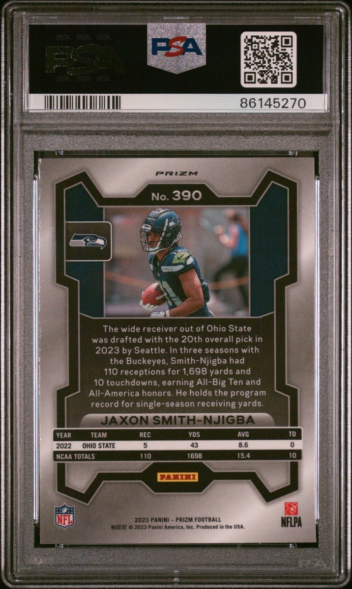 Graded 2023 Prizm Jaxon Smith-Njigba #390 Lazer Rookie RC Football