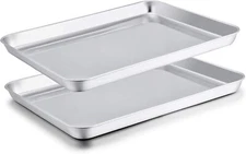 Kitchen Stainless Steel Baking Sheet Set of 2, Baking Pans Tray Cookie Sheets