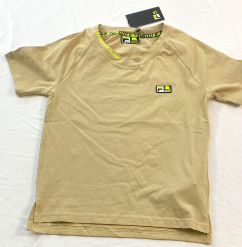 women's FILA cropped t-shirt size XS beige short sleeve round neck cotton mix