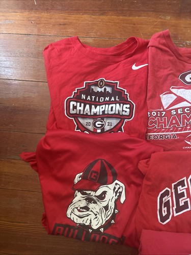 GEORGIA BULLDOGS LOT Bundle Of T Shirts 7 Size Large Nike Champion Fanatics - Picture 2 of 5