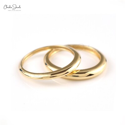 Solid 14k Yellow Gold Plain Band Ring Comfort Fit Wedding Band Stackable  Ring