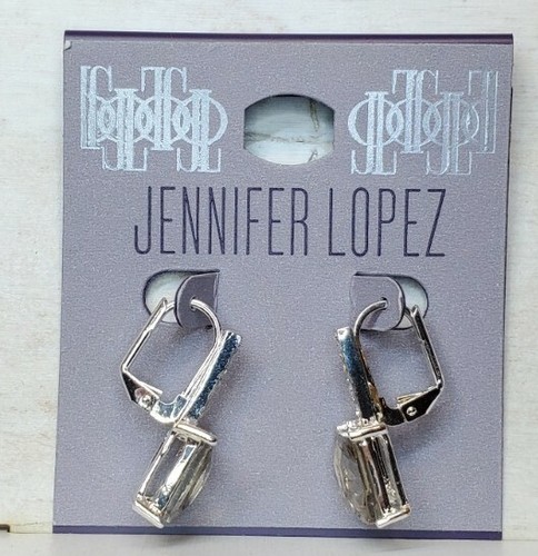 NWT Jennifer Lopez Square Crystal Drop with Pave Accents Earrings on Orig Card - Picture 2 of 11