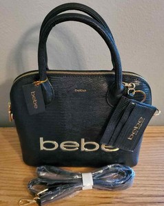 New With s Bebe Fabiola Stamped Mini Dome With Card Case Black Gold Logo Bag Ebay New With s Bebe Fabiola Stamped Mini Dome With Card Case Black Gold Logo Bag Ebay